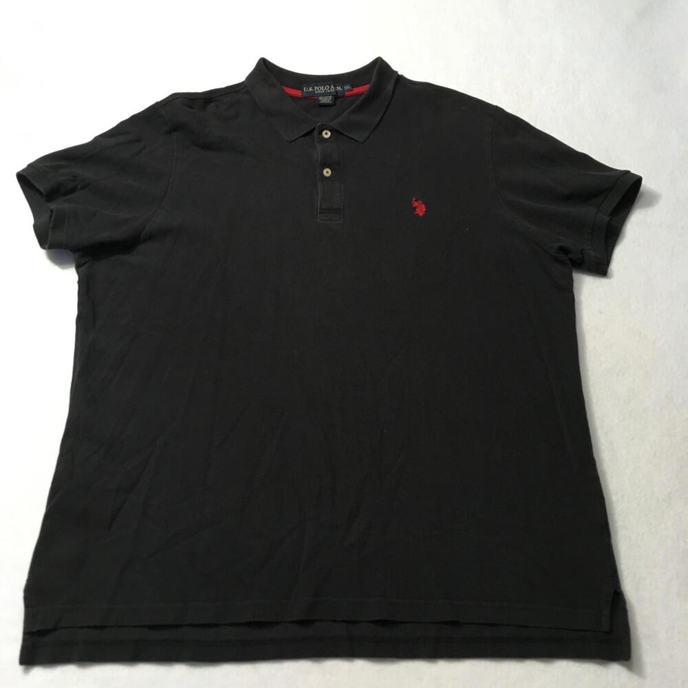 US Polo Assn Polo Shirt XXL Black Red Logo Ultimate Pique